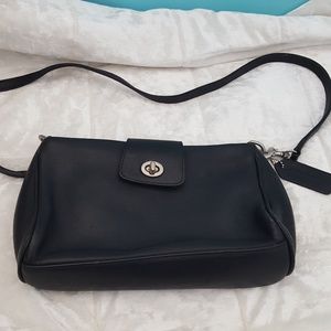 Vintage Black Leather Coach Strap Purse